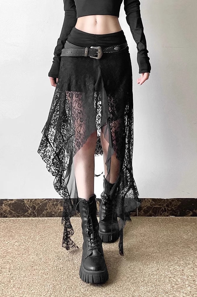 Gothic Lace Patchwork Maxi Skirt