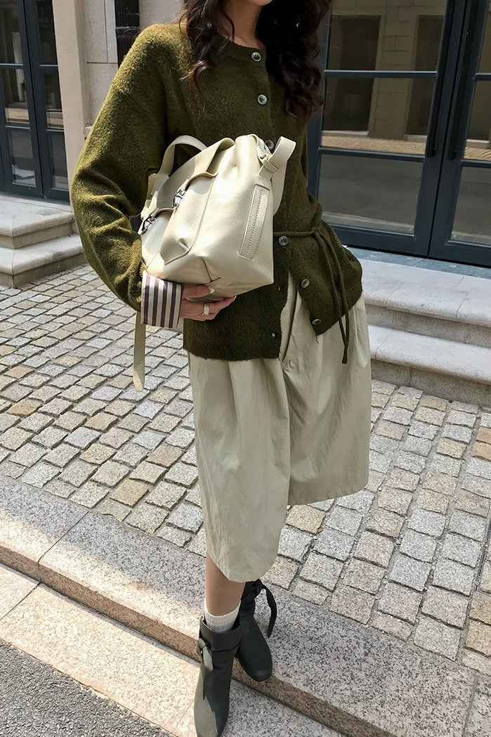 Color-Block Belted Knit Cardigan for Effortless Style