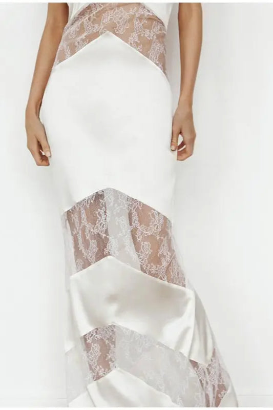 Slim Elegant V-Neck Lace Halter Maxi Dress