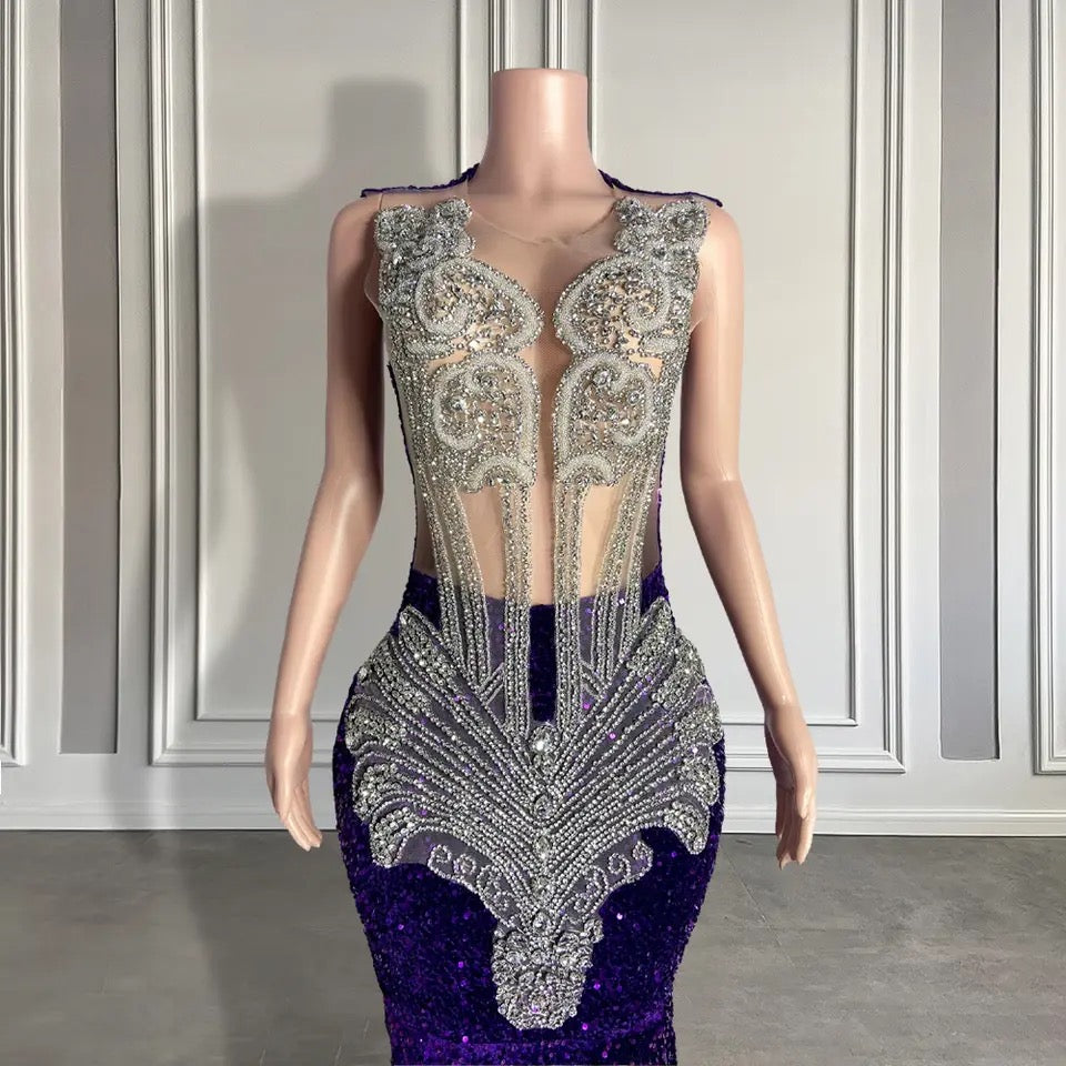 Elegant Sequined Sleeveless Mermaid Prom Dresses with Beadings - Fashionpara