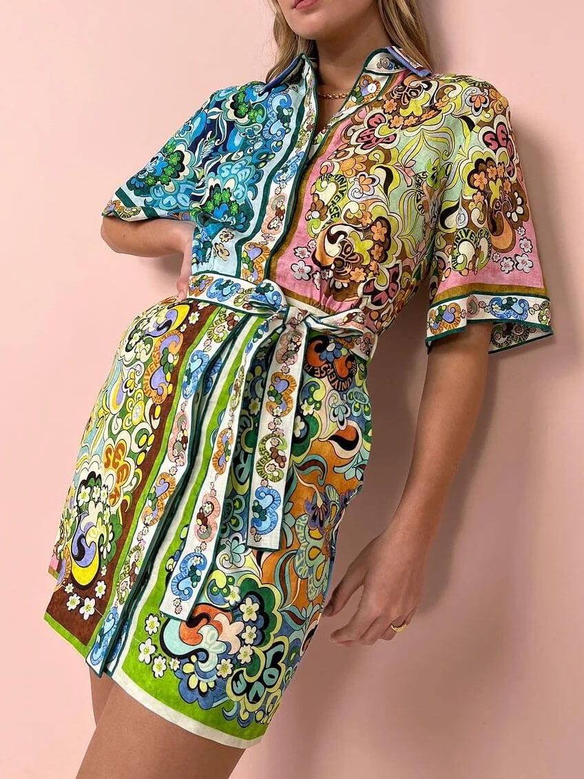 Special Satin Print Mini Dress - Fashionpara