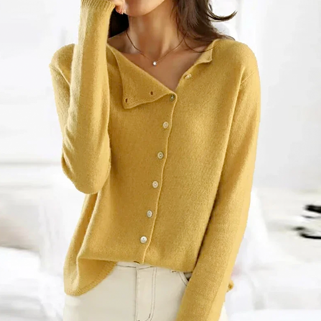 Asymmetric Button Front Long Sleeve Knit Cardigan 3