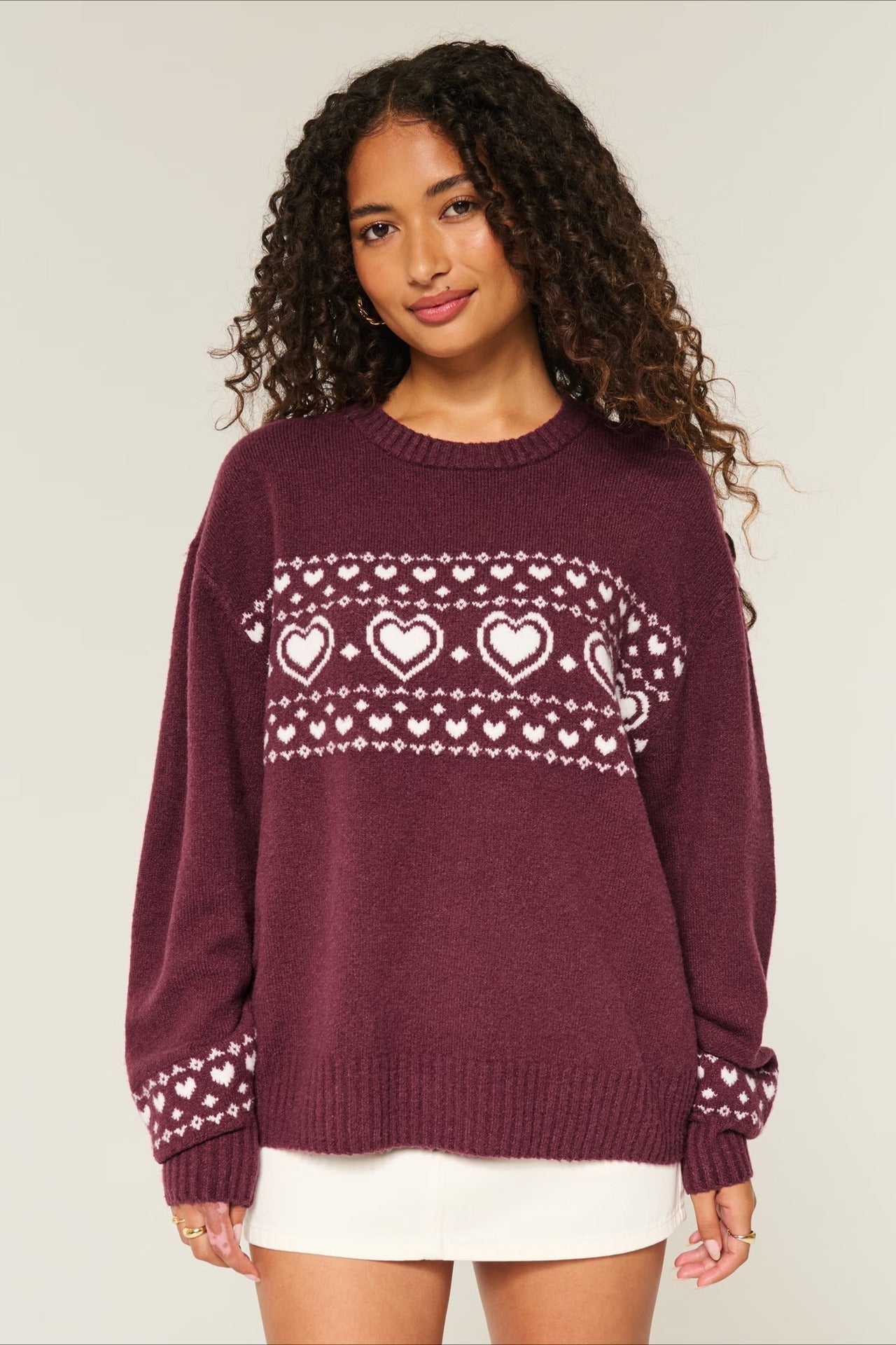 PrincessAce Heart Fair Isle Striped Knit Sweater for Comfort