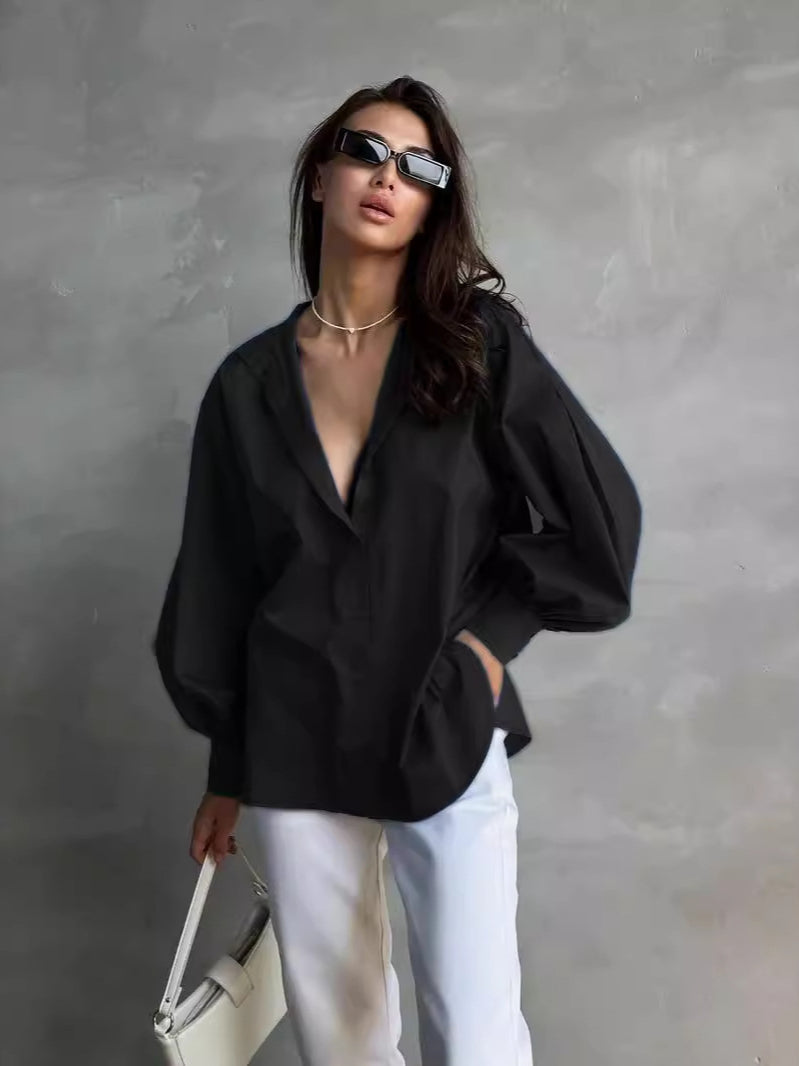 Loose Lantern Sleeve Blouse
