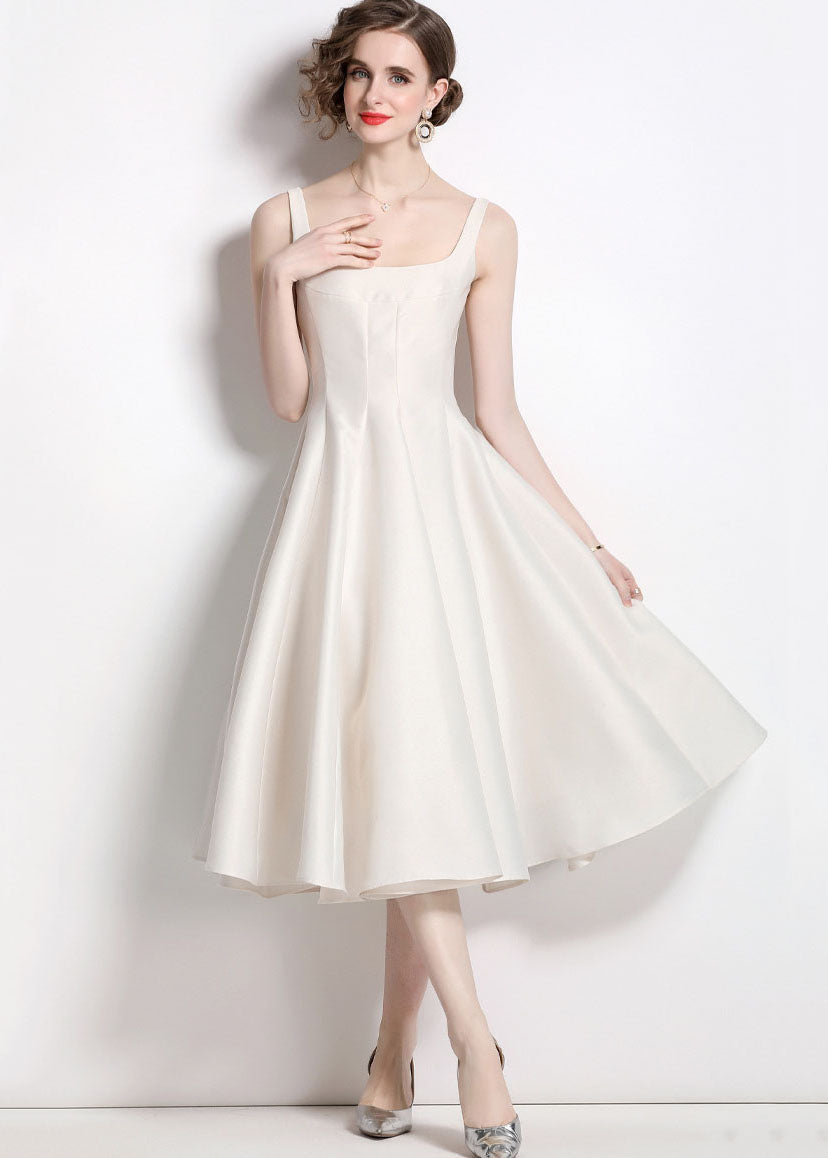Square Neck Princess Seam Fit and Flare Structured Midi Dress