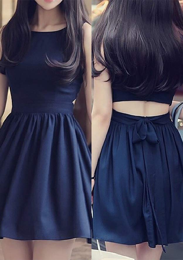 Elegant A-line Bateau Sleeveless Chiffon Homecoming Dress - Fashionpara