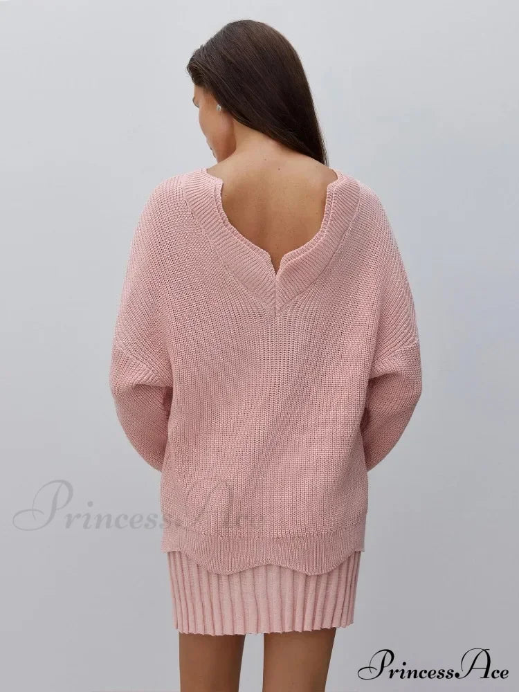 Elegant Backless Sexy Cut Out Long Sleeve Casual Christmas Sweater