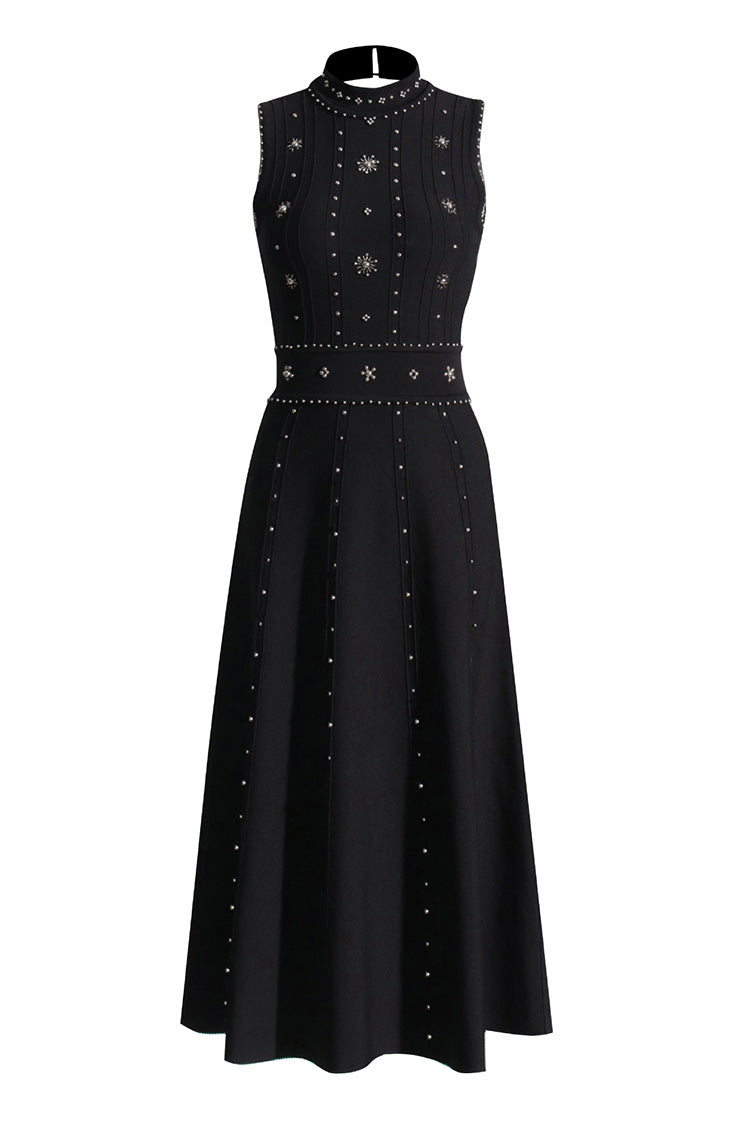 Rosedress Elegant Bead Embellished Midi Dress for Sophistication
