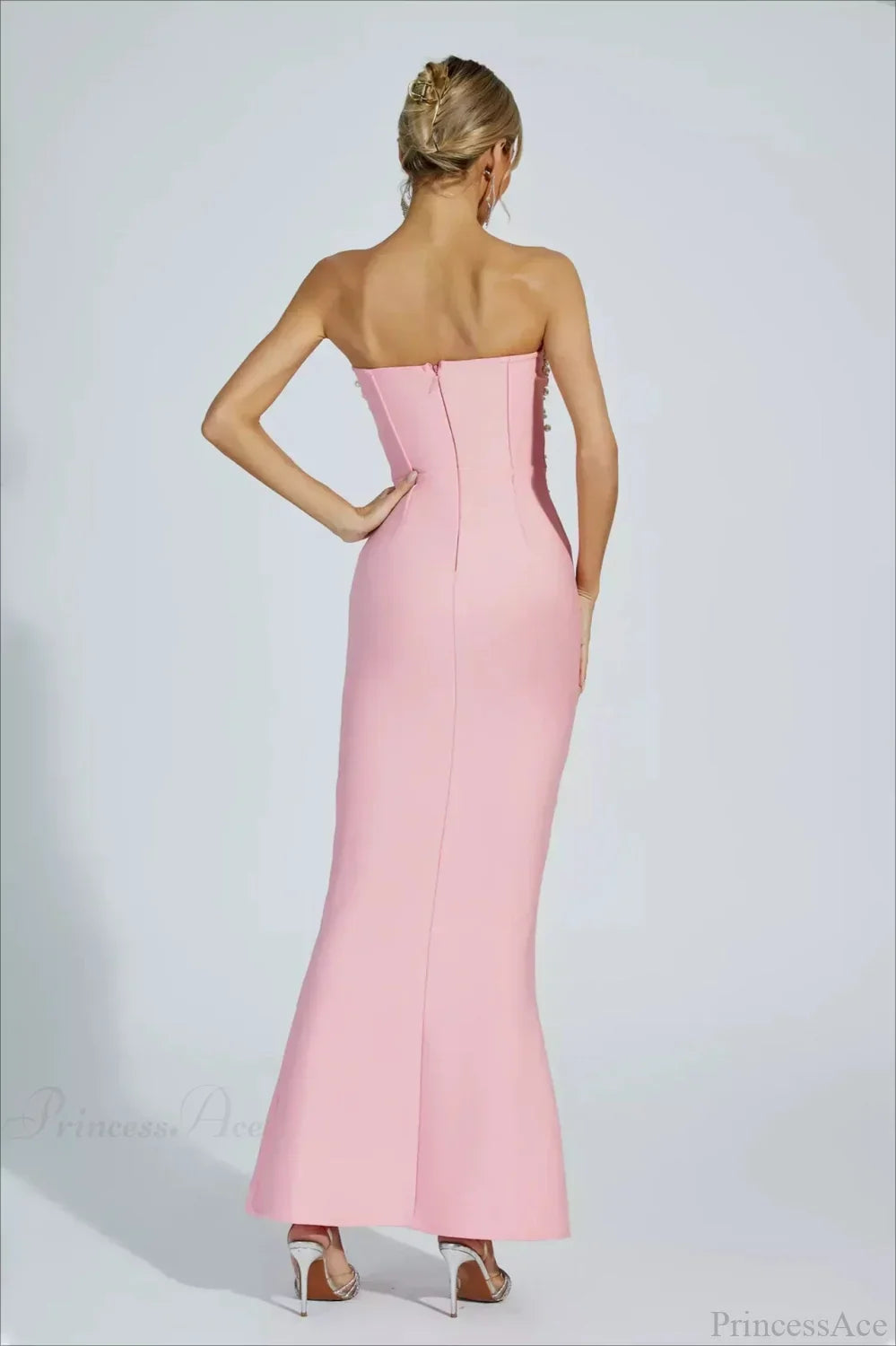 Pearl Beaded Sweetheart Strapless Mermaid Gown 5