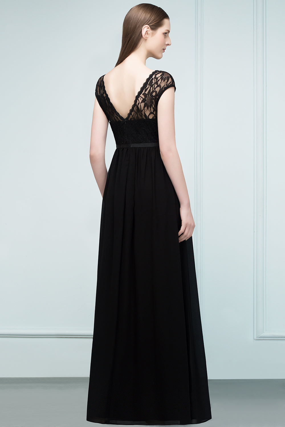 Elegant Black Jewel Sleeveless Lace Junior Bridesmaid Dresses Affordable - Fashionpara