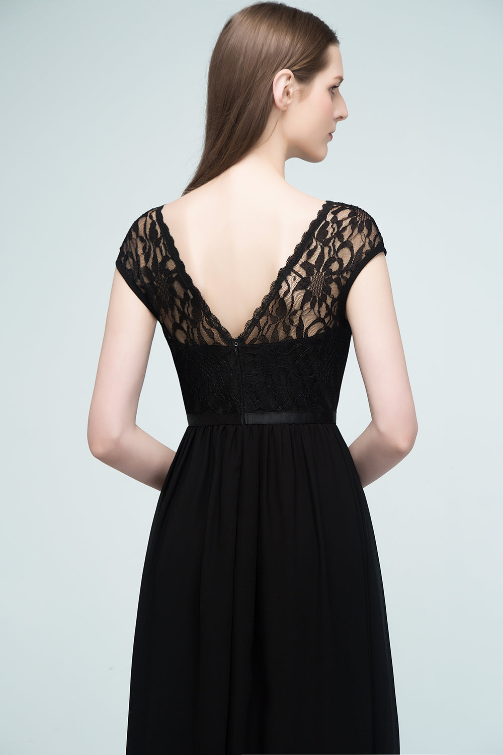 Elegant Black Jewel Sleeveless Lace Junior Bridesmaid Dresses Affordable - Fashionpara