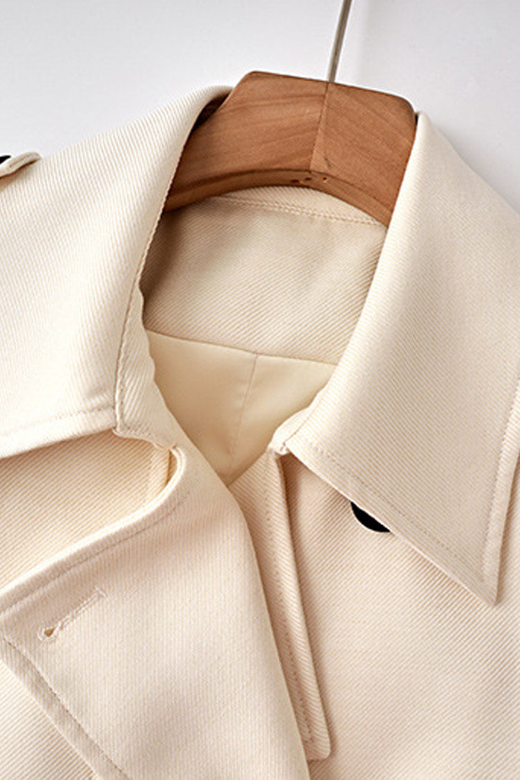 Rosedress Elegant Belted Wool Blend Double Breasted Trench Coat