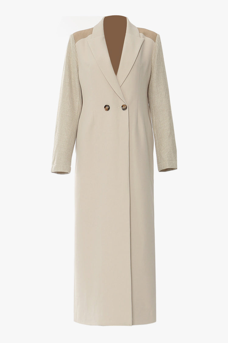 Chic Double Breasted Blazer Coat with Shoulder Pads