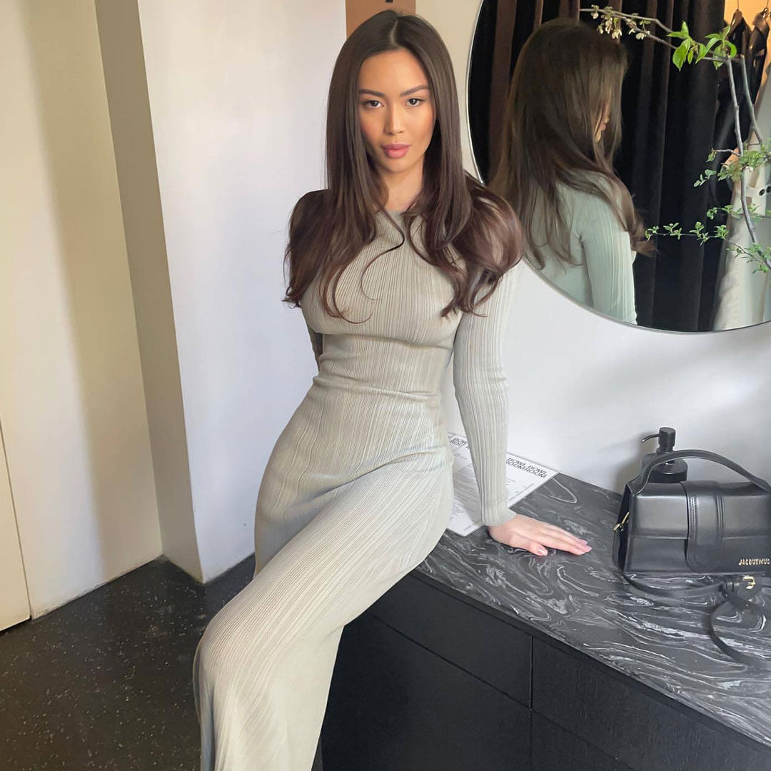 Trendy & Unique Ribbed Knit Maxi Dress for Effortless Style