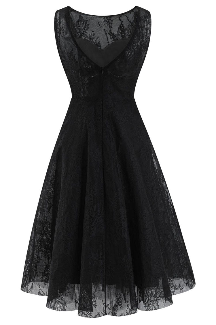 Beaded Crew Neck Sleeveless Feather Hem Fit and Flare Midi Dress - View 5