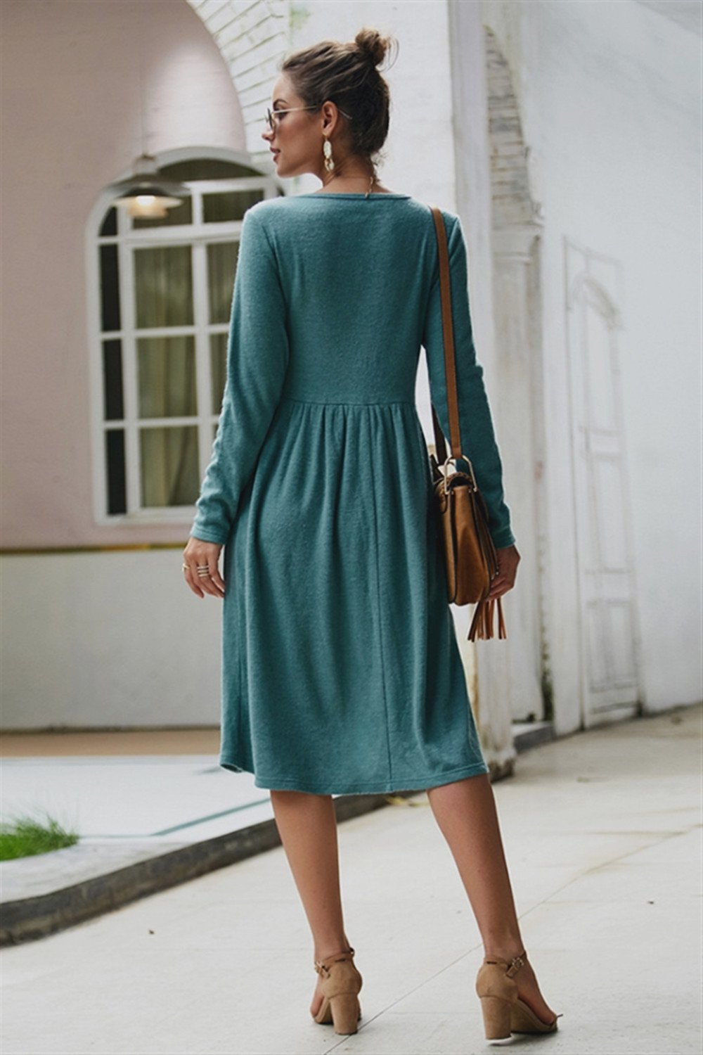 ShoptheCIC Elegant Double Pocket Slim Sweater Dress