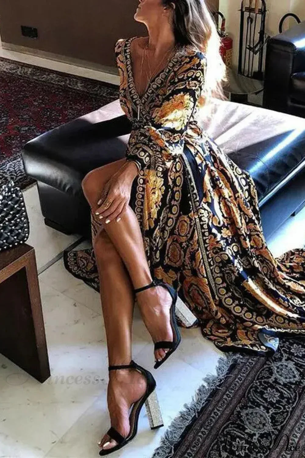 Elegant Ethnic Boho Print Maxi Dress