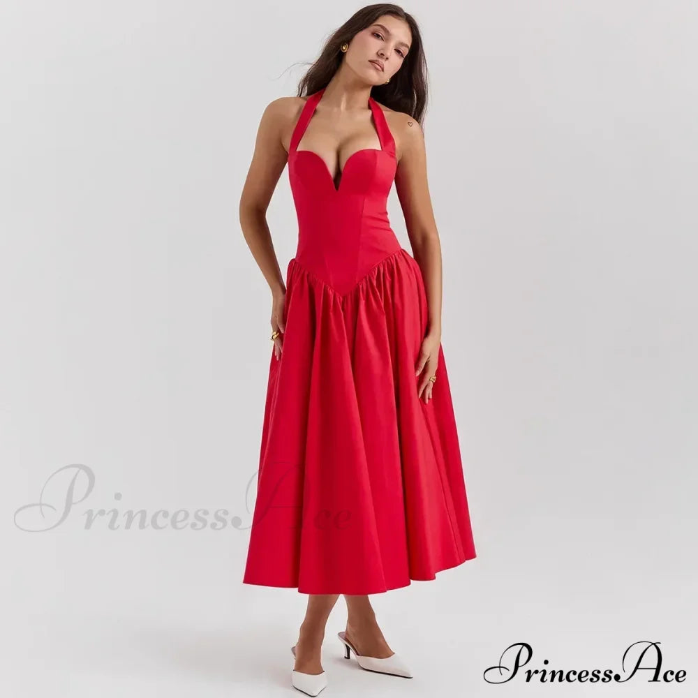 Elegant Fit And Flare Casual Sexy Christmas Party Dress Red / Xs Dresses-L