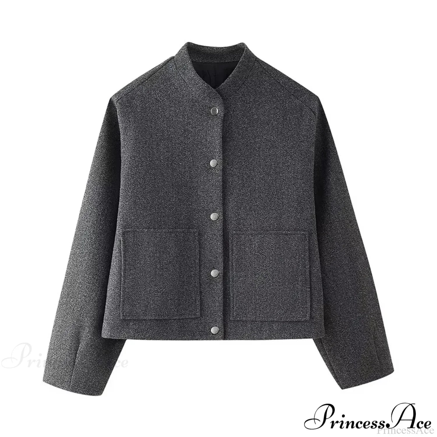 Elegant Solid Wool One Button Overcoat gray 1 / S