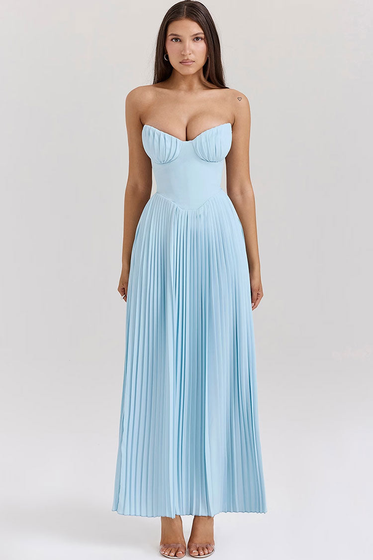 Sweetheart Strapless Bustier Drop Waist Evening Maxi Dress