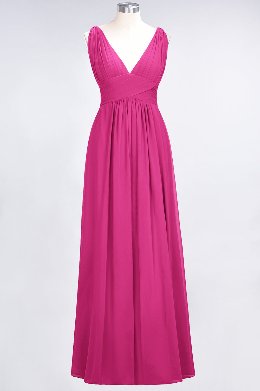 Elegant V-Neck Burgundy Chiffon Affordable Bridesmaid Dresses with Ruffle - Fashionpara