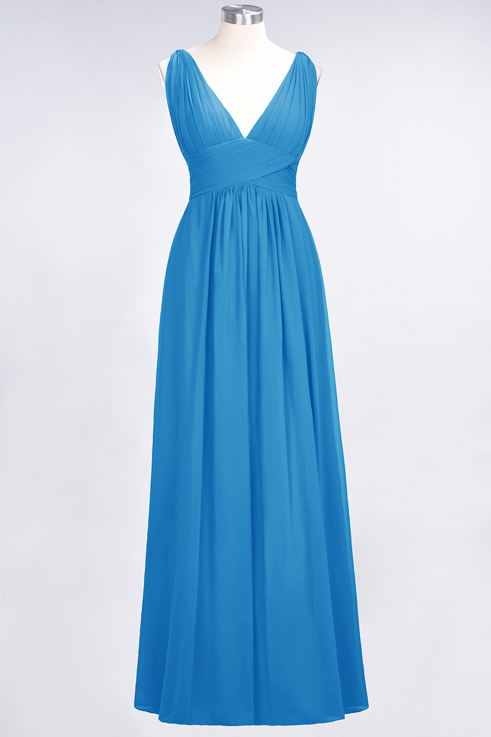 Elegant V-Neck Burgundy Chiffon Affordable Bridesmaid Dresses with Ruffle - Fashionpara