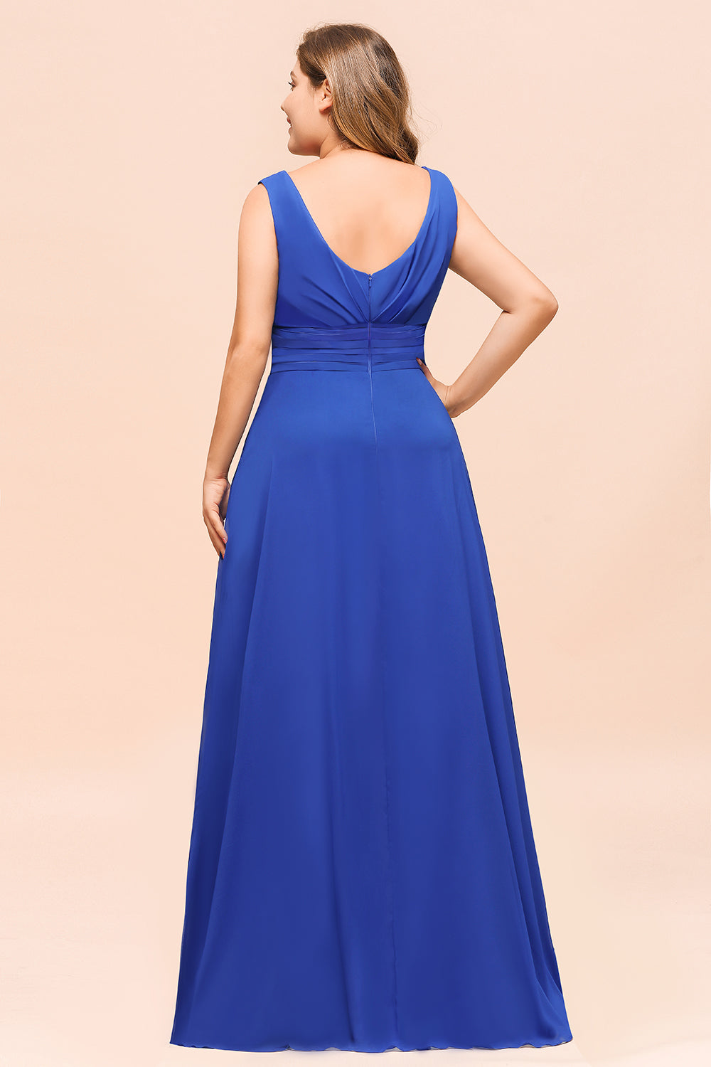 Elegant V-Neck Sleeveless Chiffon Plus Size Bridesmaid Dresses - Fashionpara