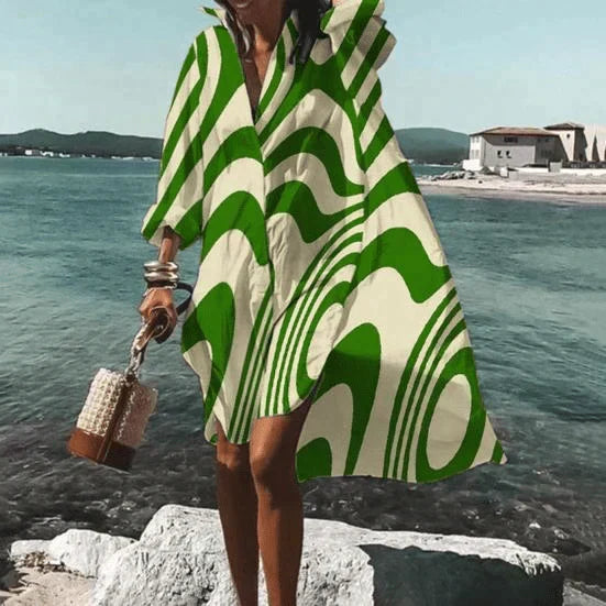 Collared Button Front Roll Up Sleeve High Low Shirt Dress - View 2