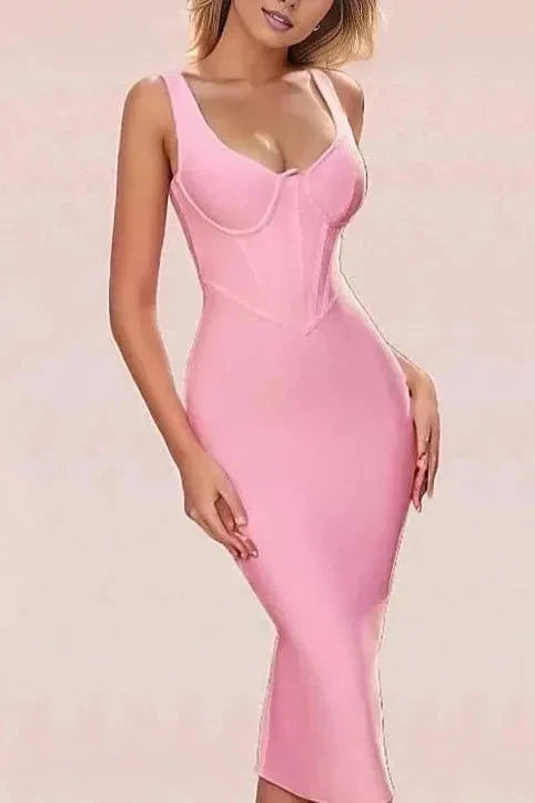 Ellen Bandage Dress - Dusty Pink - Fashionpara