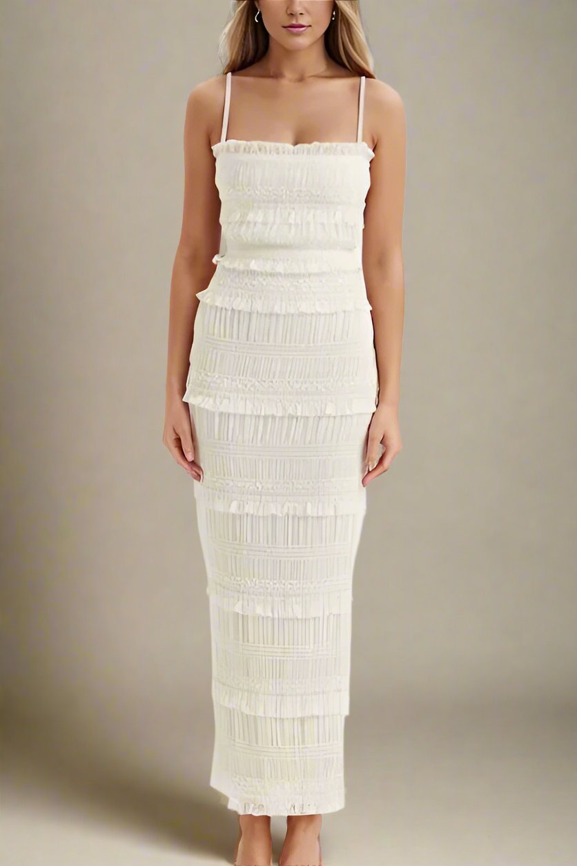 Elyssa Bodycon Wrap Maxi Dress - Ivory - Fashionpara