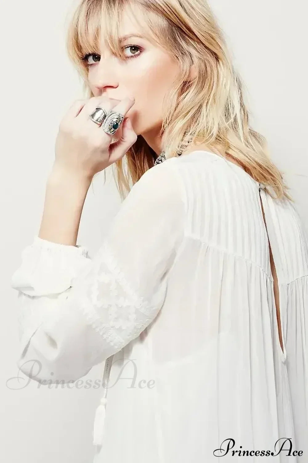 Embroidery Flower V-neck Split Mini Boho Dress WHITE / S bohodress-250126