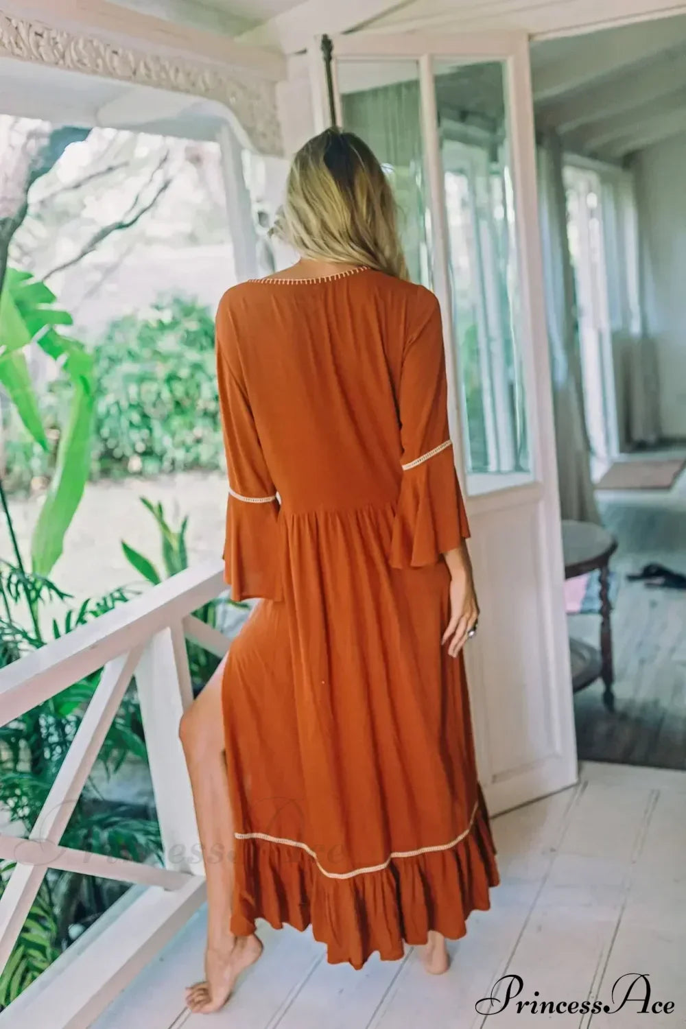 Embroidery Hollow Out Lace Retro White Boho Dress