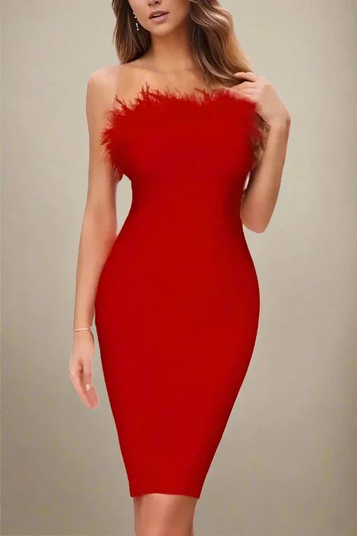 Erin Bodycon Dress - Lipstick Red - Fashionpara