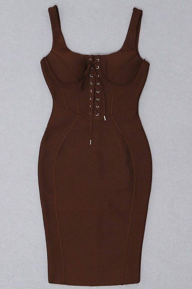 Esta Bandage Dress - Tan Brown - Fashionpara
