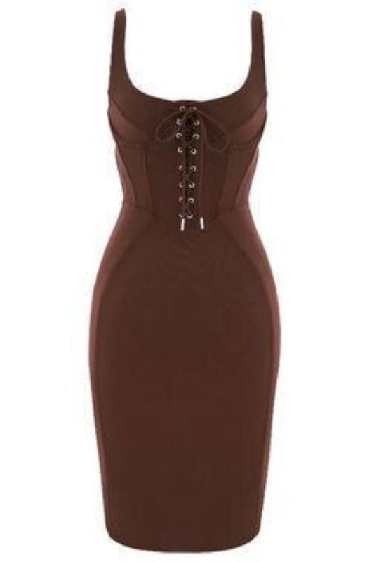 Esta Bandage Dress - Tan Brown - Fashionpara
