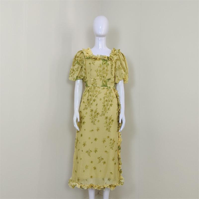 KittenAlarm - Evynne Puff Sleeves Midi Dress