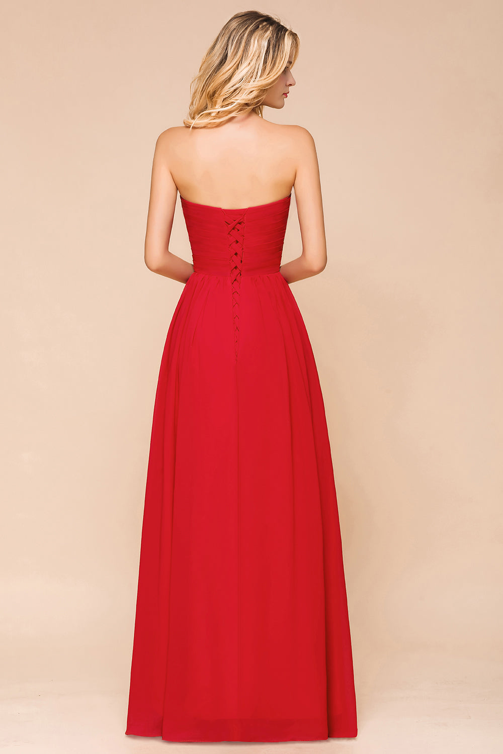 Exuqisite Sweetheart Ruffle Red Bridesmaid dresses with Appliques - Fashionpara