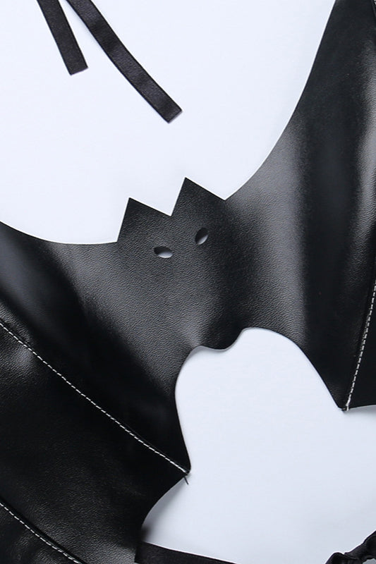 Halter Leather Backless Lace-Up Corset