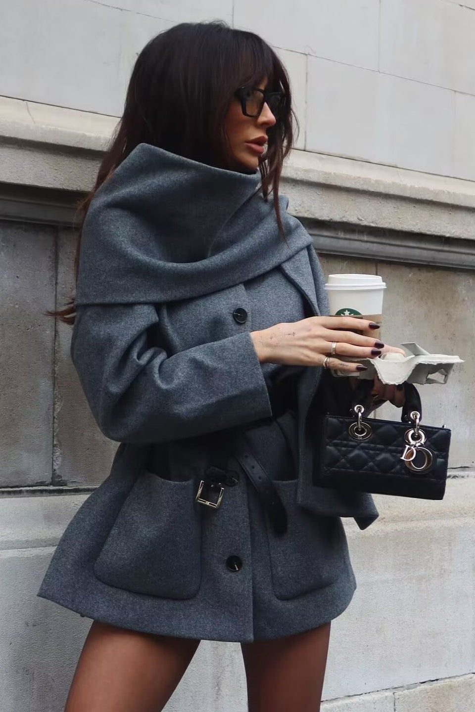 Scarf Collar Trench Coat - Fashionpara