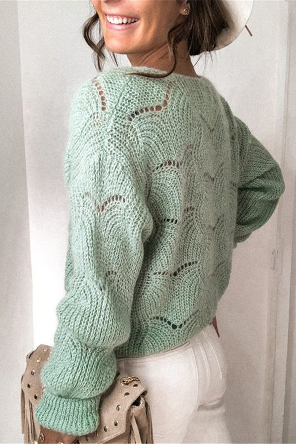 Chic V-neck Long Sleeve Knitted Cardigan for Stylish Comfort