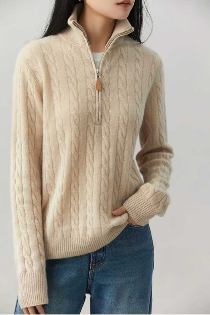 Cable Knit Half Zip Sweater