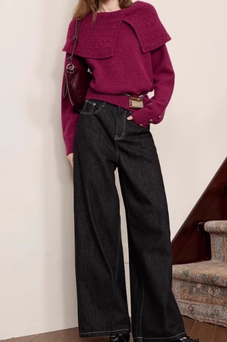 Oversized Collared Pullover Sweater