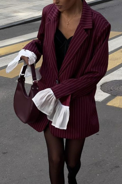 Vintage Striped Patchwork Blazer 8
