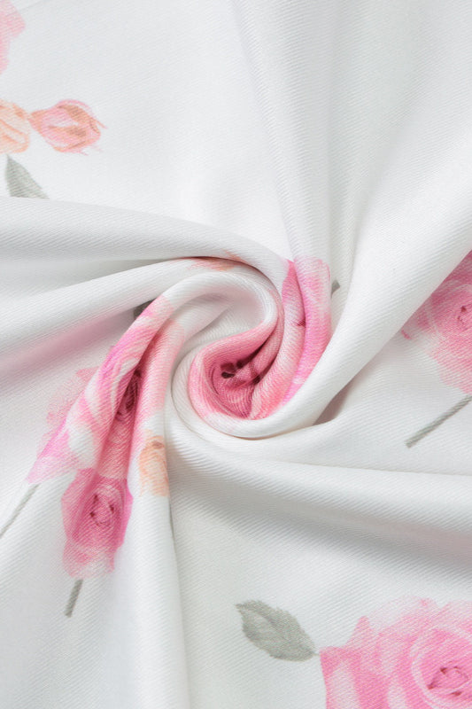 Floral Print Strapless Tie-Neck Mermaid Gown 5