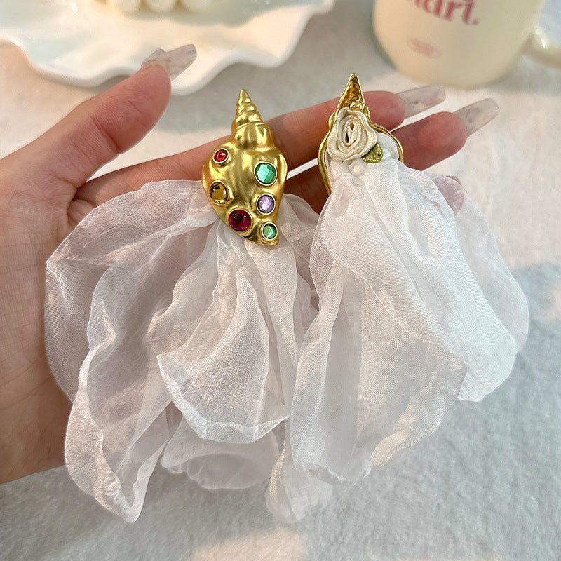 Handmade Fabric Conch Earrings