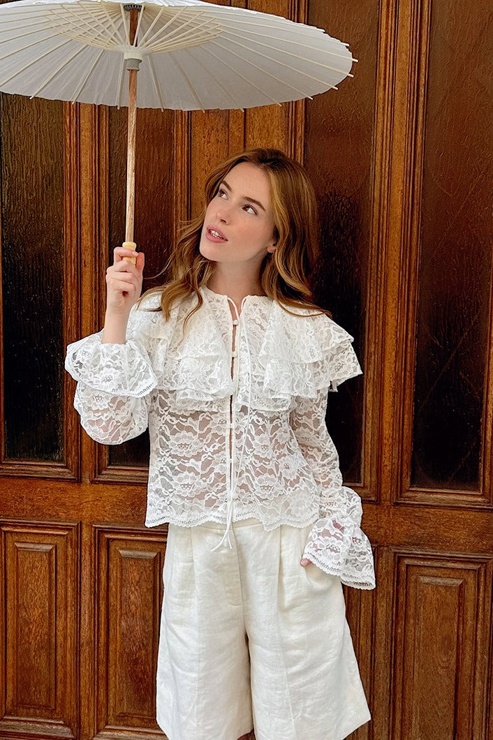 Luxe Round Neck Lace Blouse