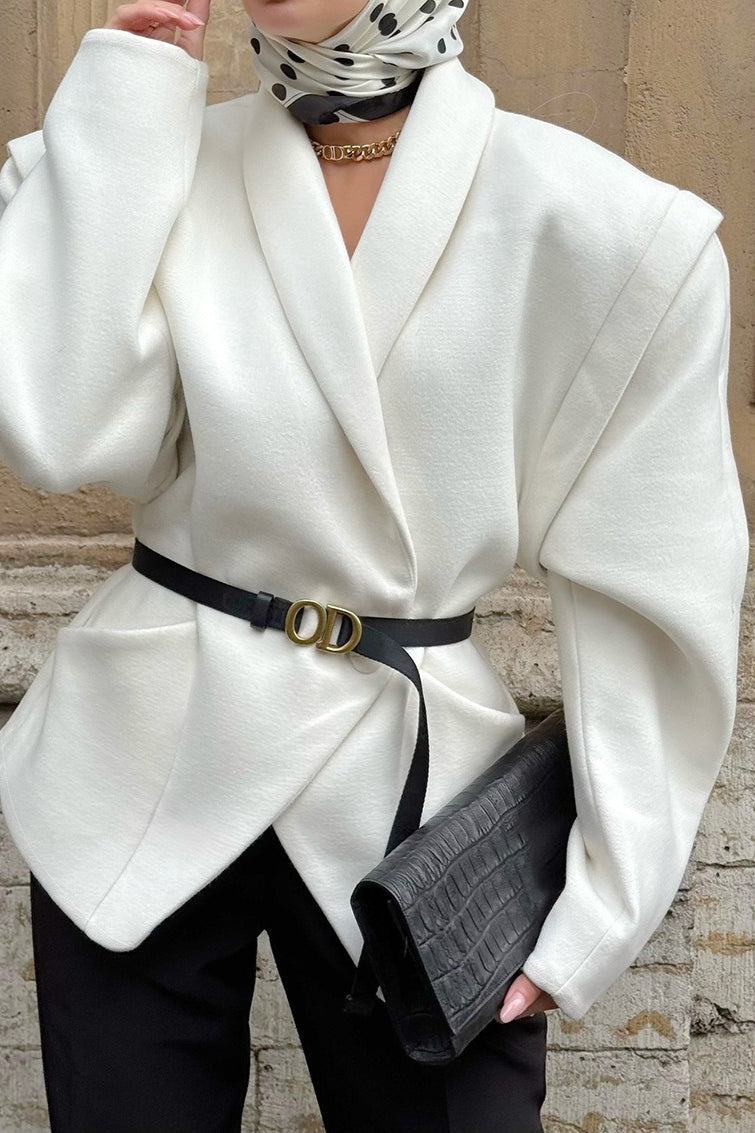 Elegant Vintage Wool Blend Belted Waist Coat for Style