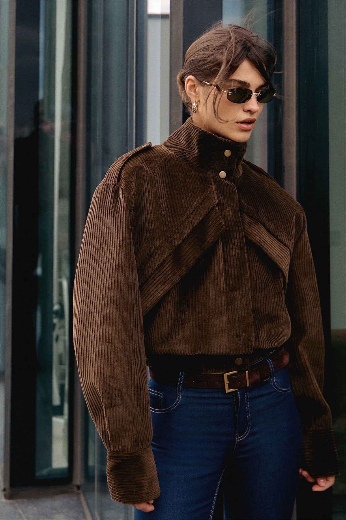Brown Corduroy Biker Jacket