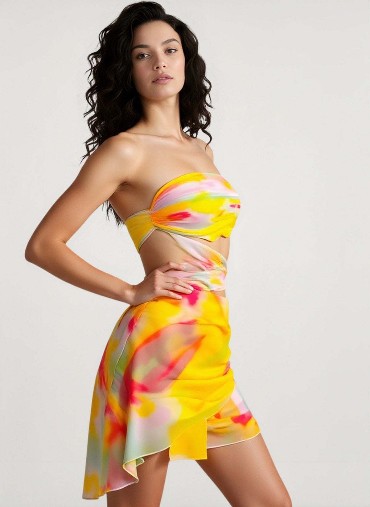 Abstract Print Strapless Bandeau Two-Piece Set