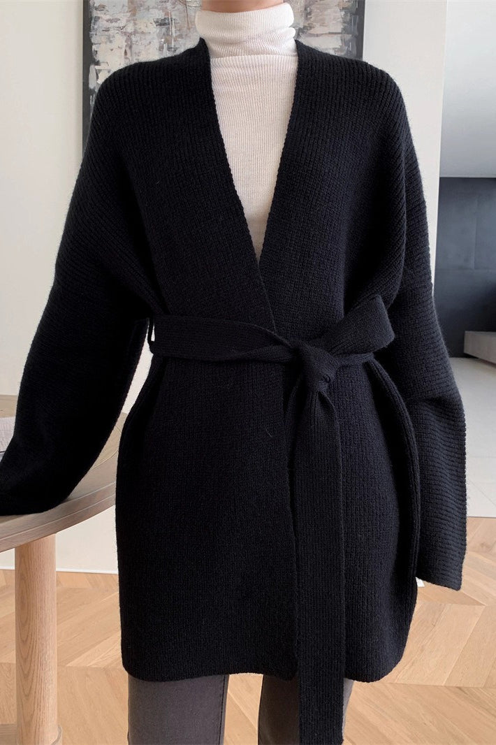 Chic Oversized Belted Knit Cardigan for Effortless Style